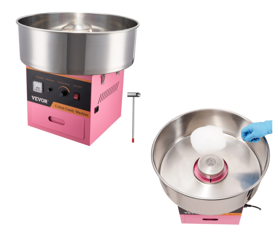 Machine à barbe à papa rose 1000W avec cuve inox 52 cm pour événements