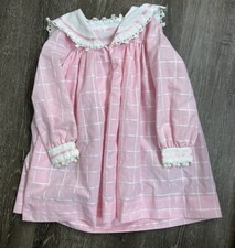 Vintage Youngland Girls Dress - Size 6 - Pink  White - Lace - Details