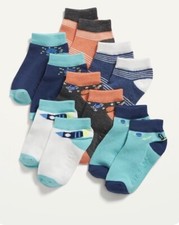 Old Navy Toddler Boys Size 12-24 Months  6 pair Ankle Socks  Space Rockets