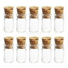 20x Cute Mini Glass Bottles with Cork Stopper Wishing Bottle Vials Jars 22x11mm