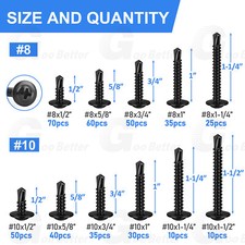 50-Pack Black Oxide Sheet Metal Screws - 1/4-14 Thread, 1-1/4" Length, Truss Head Phillips