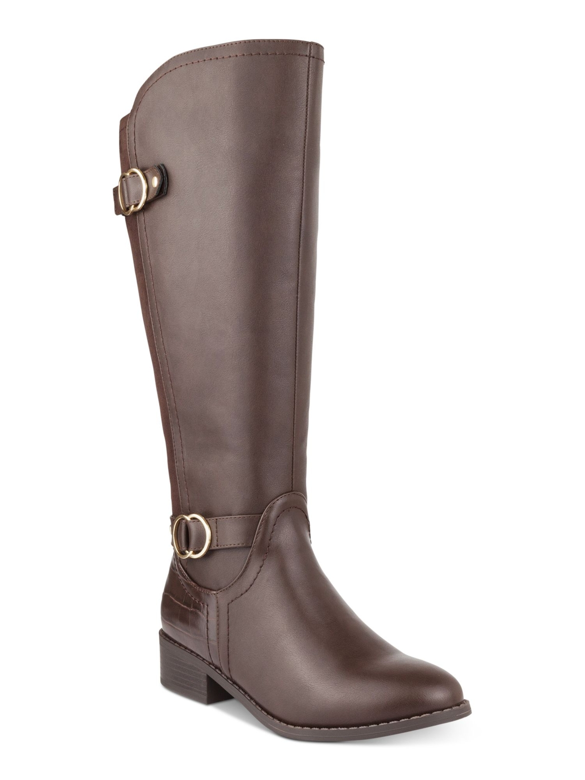 KAREN SCOTT Womens Brown Crocodile Leandraa Almond Block Heel Riding Boot 7 M