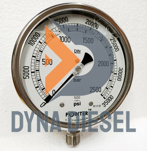 Manometer Manometer Dual Scale 2500 BAR 35000PSI 1/2" BSP Bodenanschluss - 第 1/9 張圖片