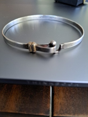 Silver 925 Hook & Eye Bracelet 7" Diameter 10.18g