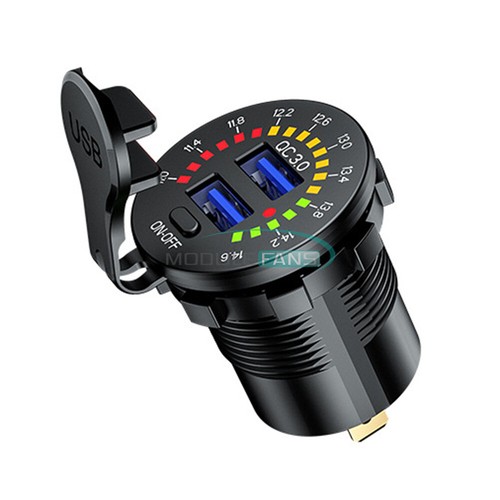 QC 3.0 Dual USB Car Charger Socket LED Digital Voltmeter Voltage Meter DC12V-24V - Picture 2 of 10