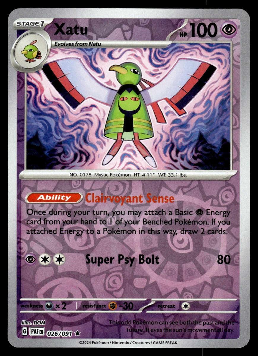 Xatu Reverse Holo NM 026/091 Paldean Fates Pokemon Card | eBay