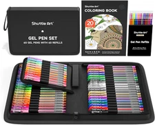 Shuttle Art Gel Pens, 120 Pack Gel Pen Set 60 Colored Gel Pen with 60 Refills fo