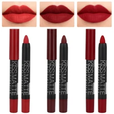 Evpct 3-Piece Dark Ruby Matte Lipstick and Lip Crayon Set