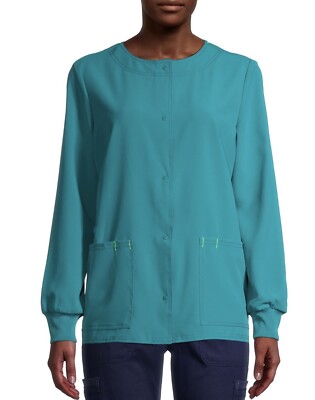 Scrubstar Women's Size XS Seasonal Solid Warm Up Scrub Jacket Teal Green NWT