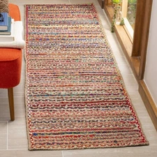 Rug 100% Natural Cotton Jute Braided Reversible Carpet Living Modern Area Rug