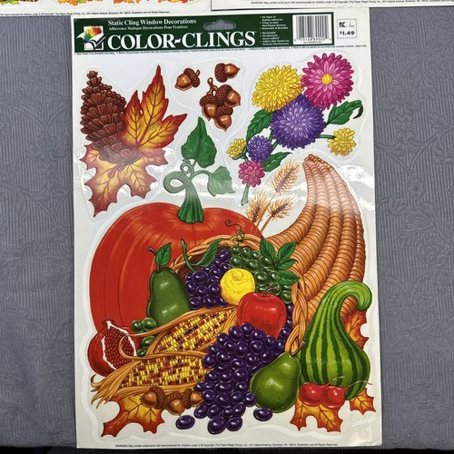 Decoraciones reutilizables de color pegamento cosecha otoño/ventana de acción de gracias pegamento estático - Imagen 2 de 4