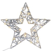 Silberdraht Stern 30 Led Warm Weiß Ø 40 Cm Batterie Timer Weihnachts-Stern Xmas