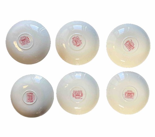 6 platillos de transferencia vintage Enoch Woods Sons English Castles rosa rojo - Imagen 5 de 6
