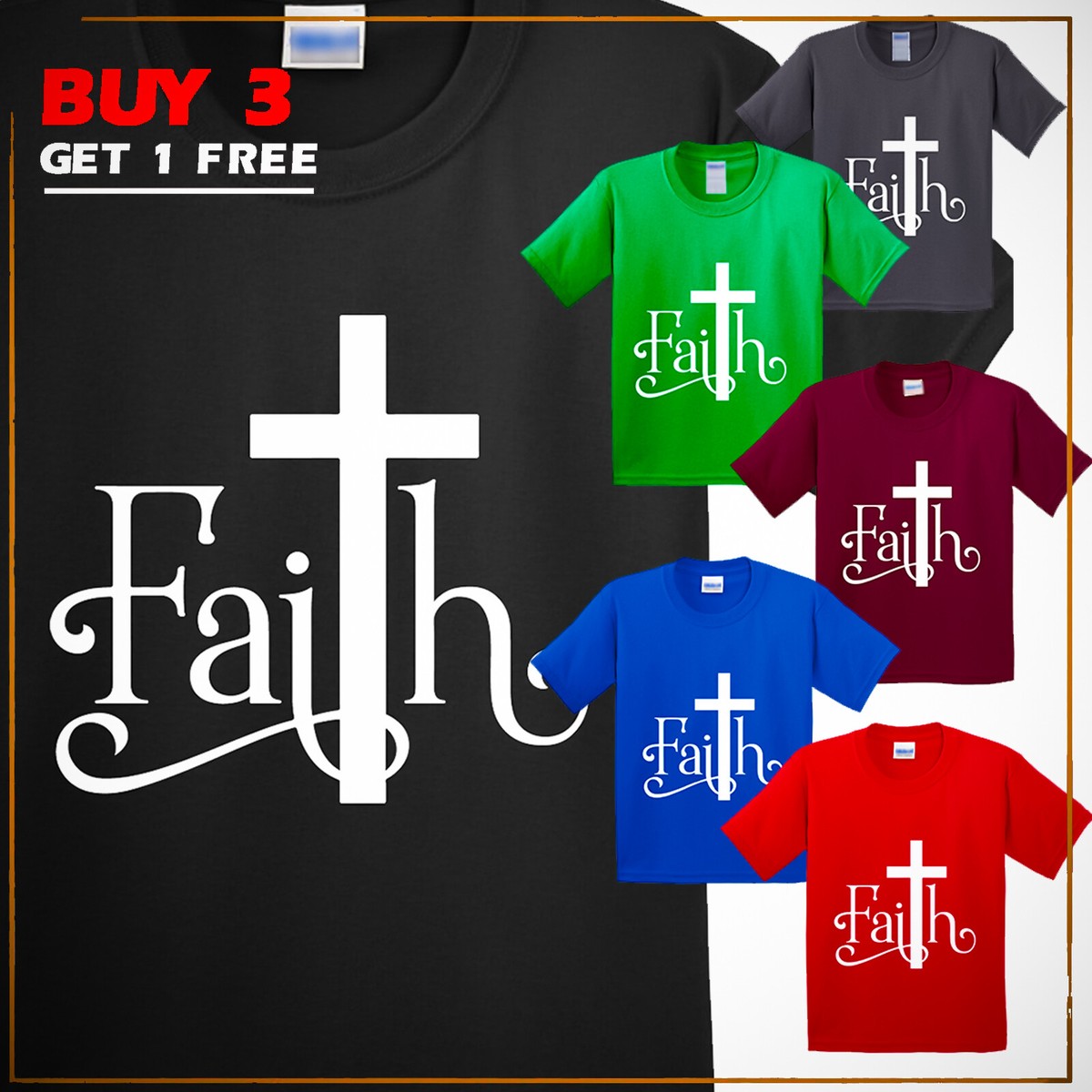 Faith Cross Cute Novelty Jesus T Shirt Mens Womens And Kids Faith Cross Cute Novelty Jesus T Shirt Mens Womens And Kids