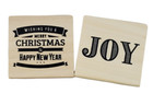 Recollections Holiday Joy And Wishing You Merry Christmas Wooden Rubber Stamp