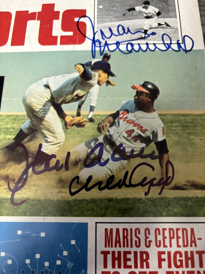 Hank Aaron Orlando Cepeda Juan Marichal Signed 1967 Pro Sports Magazine BECKETT - Image 3 of 4