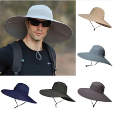 Men Women Wide Brim Sun Hat with Neck Flap UPF 50+ Hiking Safari Fishing Cap USA