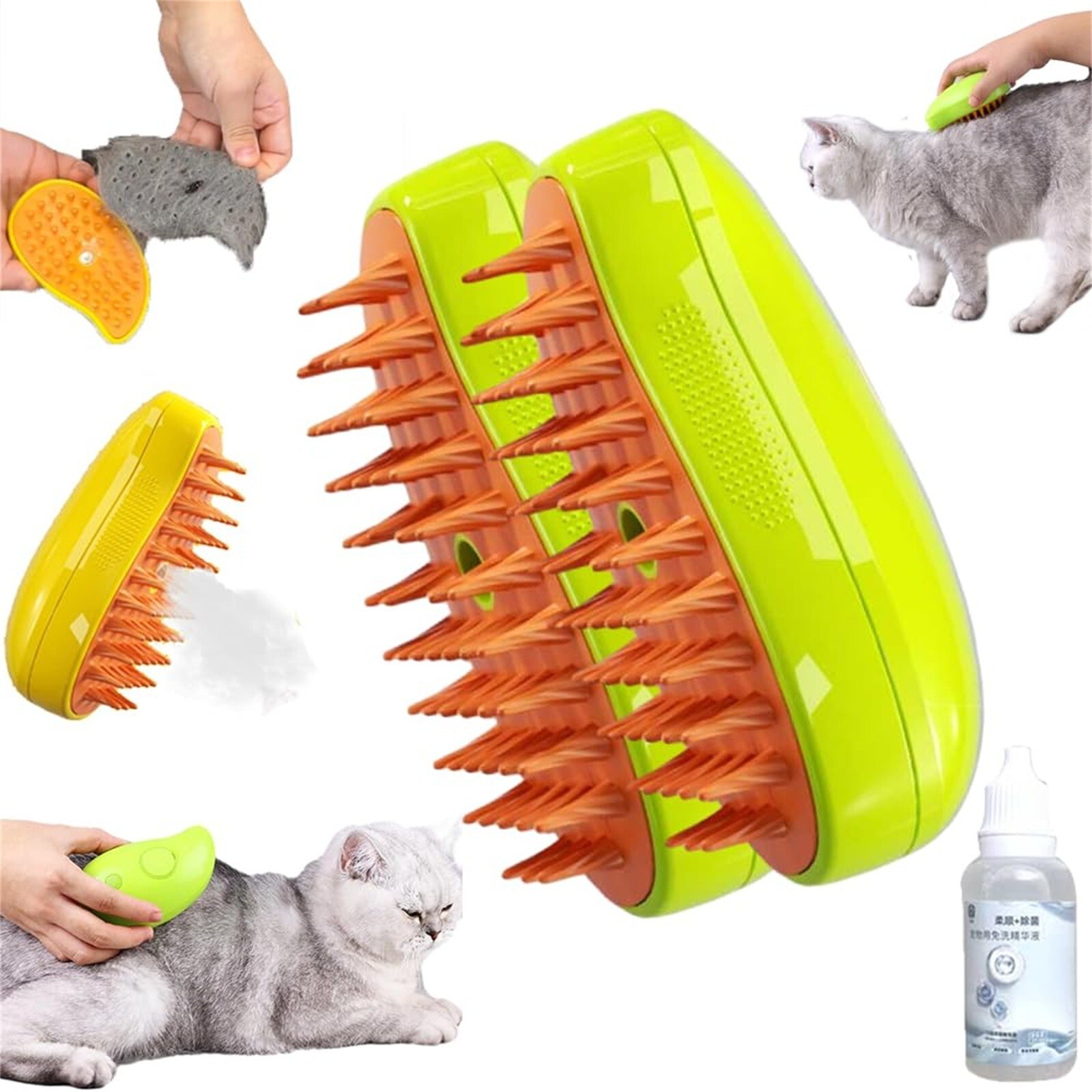 Pet Cleaning Brush Electric Spray Cat Hair Brush 3 In1 Dog Steamer
