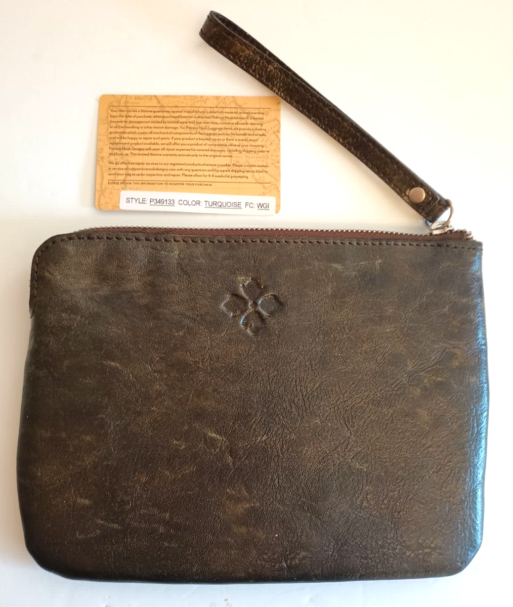 Patricia Nash Cassini Tooled Italian Leather Wristlet Clutch Bag