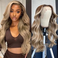 13x4 Lace Frontal Wig White Grey Body Wave Lace Front Wig Highlight Wig
