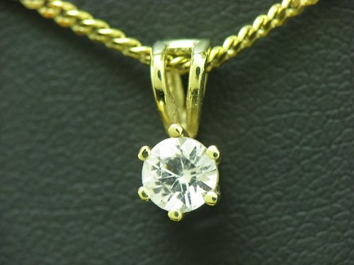 8kt 333 Oro Amarillo Cadena & Colgante Con 0,50ct Zirconia Media / 2,3g / 43,5 - Imagen 3 de 6