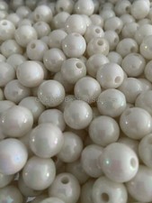 50 Pcs 12mm White Ab Acrylic Beads - Bubblegum Beads - Chunky Beads