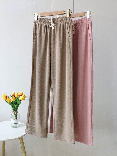 Wide Leg Pants Summer Higt Waist Solide Casual Loose  Length Wide-Leg Pants 