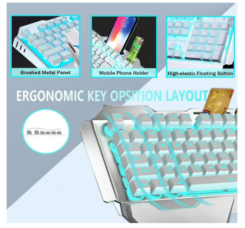 Teclado Y Mouse Inalambrico Gamer Razer Croma Gaming Iluminacion Teclas Para Pc - Picture 4 of 7