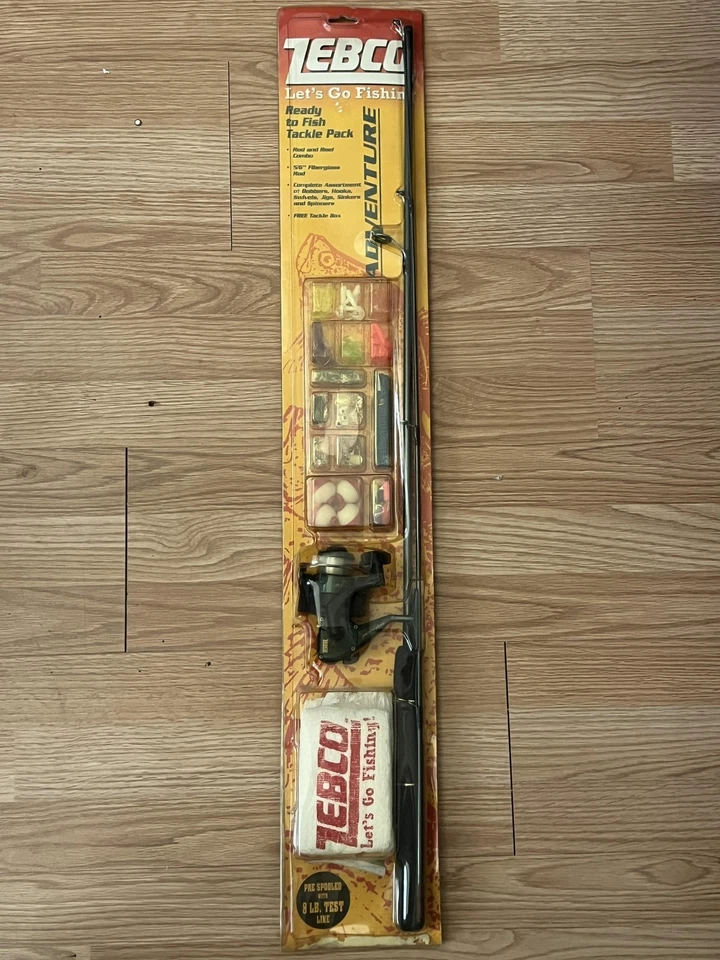 Vintage 1999 Zebco Adventure Let's Go Fishing Rod Reel 102 Pc Tackle Pack NOS - Image 2 of 4