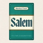 2D Flat, Salem Cigarettes Logo Tin Metal Signs Home Décor 8x12 Vintage Branding