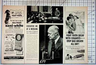 1950s Magazine Page Eisenhower Colgate Sani-White Ads Vintage Ephemera