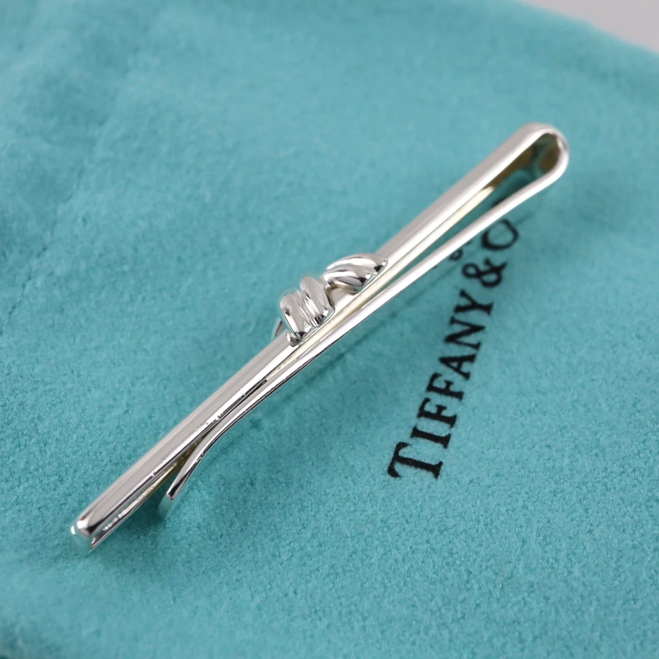 Tiffany & Co. Signature Cross Tie Bar Clip 1992 Sterling Silver 925 with Pouch - Image 4 of 4