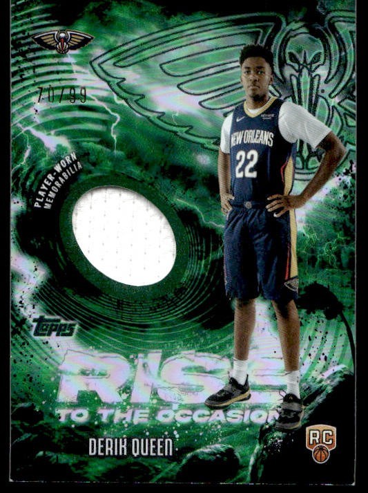 Derik Queen 2025-26 Topps Flagship Rise To The Occasion Relic Green #70/99 RC