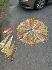 Large Lot Of 26 26” Vintage Cloth Felt Pennants States And State Parks 