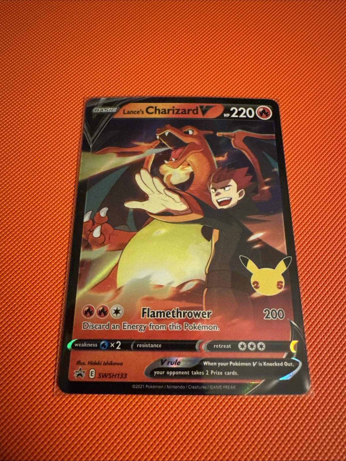 Lance's Charizard V SWSH133 Sword & Shield Black Star Promo Holo Pokemon Card NM