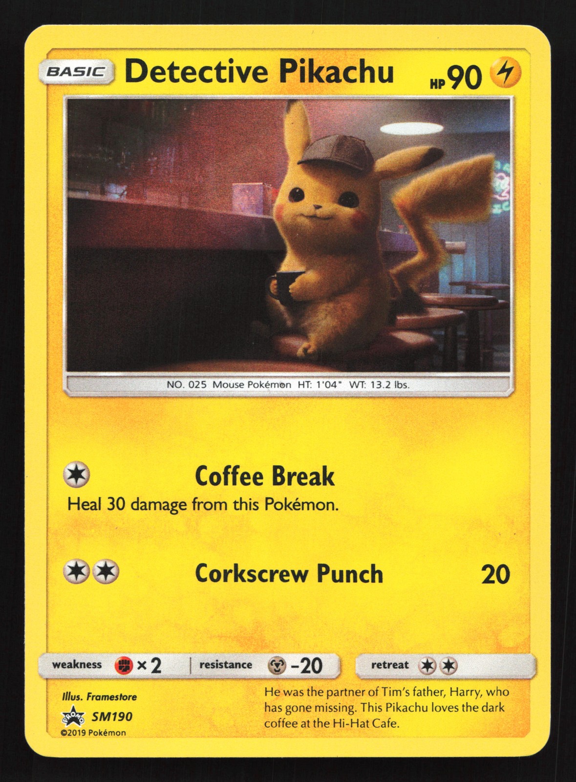 Detective Pikachu SM190 Sun & Moon Black Star Promo Pokemon Card