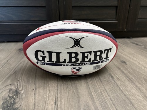Gilbert Official Replica Rugby Ball Size 5 USA Rugby White Red Blue - Excellent