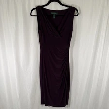 Lauren Ralph Lauren Dress Women's 2 Purple Sleeveless Cocktail Dress VNeck
