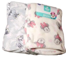 2 Disney Baby Minnie Mouse Plush Fleece Blanket Pink Girls 1 New