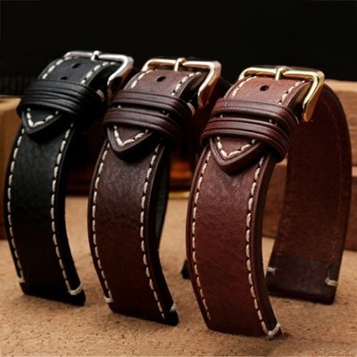 Quality Genuine Leather Watch Straps Mens 20 22mm Universal Wristband Pin Buckle