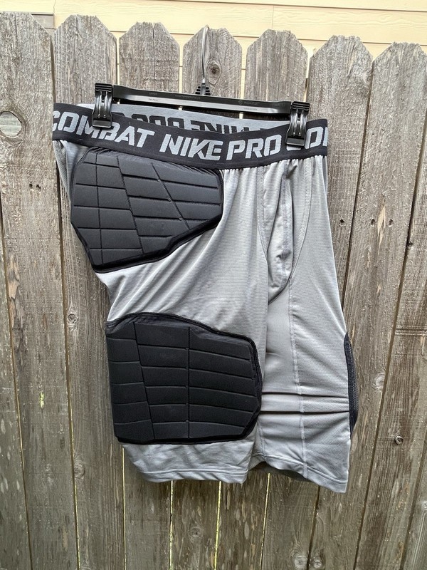 NIKE Pro Combat Grey Black De-Tech Padded Compression Basketball Shorts M 3XL