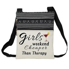 Funny Slogan Messenger Bag Small Ethnic Pattern Adjustable Strap Crossbody Zi...