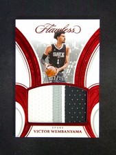 2024-25 Panini Flawless Victor Wembanyama Jumbo GU Patch Ruby /15