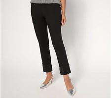 Belle by Kim Gravel TripleLuxe Twill Sparkle Cuff Ankle Pant Black Reg 4 A667162