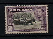 Ceylon KGVI 50c black & mauve SG394A P13 & 13.5 LHM Cat Val £450 WS45633