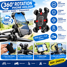 Motorcycle Phone Mount Auto Lock 100mph Military Anti-Shake Bike Phone Holder US