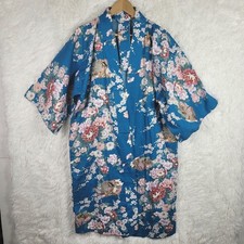Sakurai Shoji Blue Floral Japanese Cotton Kimono Cherry Blossom Feminine