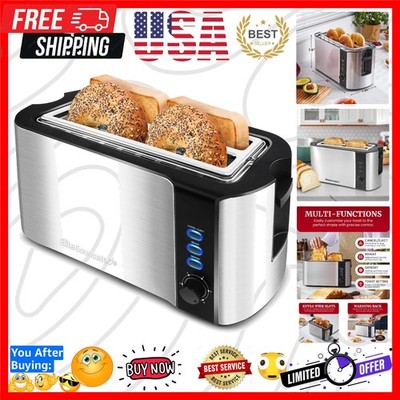 4-Slice Long Slot Toaster | Extra Wide Slots for Bagels, Sourdough & Texas To...