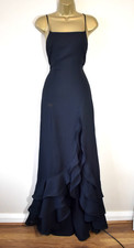 Y2K Vintage PEARCE FIONDA Ruffle Maxi Slip Dress 10 Elegant Evening Gown Cruise