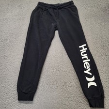 Hurley Sweatpants Boys Size Large Black Straight Leg Jogger Athletic Casual Logo